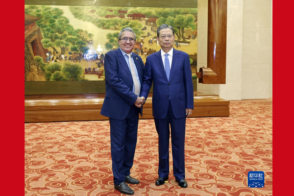  赵乐际同中美洲议会议长塞鲁德举行会谈